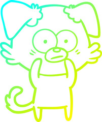 cold gradient line drawing nervous dog cartoon