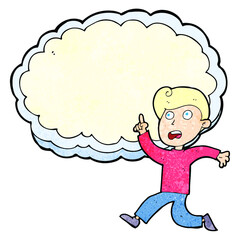 cartoon running boy and cloud