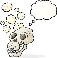 thought bubble cartoon ancient skull