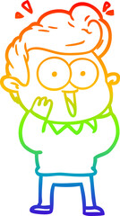 rainbow gradient line drawing cartoon excited man
