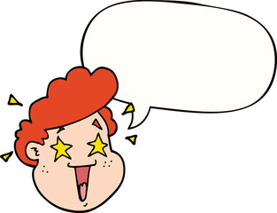 cartoon happy face and speech bubble