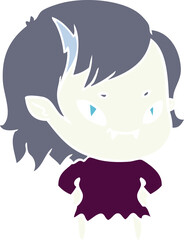 flat color style cartoon friendly vampire girl