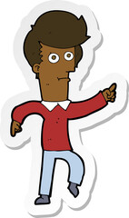 sticker of a cartoon man pointing