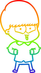 rainbow gradient line drawing cartoon happy boy