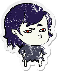 distressed sticker of a cartoon vampire girl