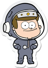 sticker of a happy astronaut cartoon