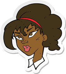sticker of a cartoon pretty woman