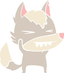 angry wolf flat color style cartoon