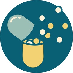 burst open medical capsule pill icon