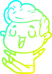 cold gradient line drawing happy cartoon man