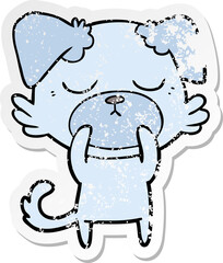 distressed sticker of a cute cartoon dog
