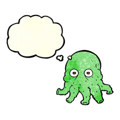 cartoon alien squid face with thought bubble