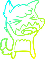 cold gradient line drawing angry cartoon fox