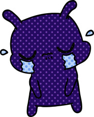 cartoon of cute sad alien