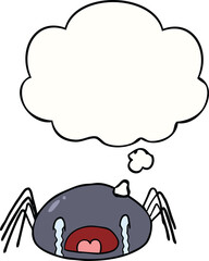 cartoon crying spider and thought bubble