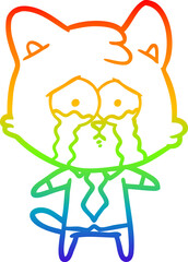 rainbow gradient line drawing cartoon cat