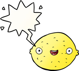 cartoon lemon and speech bubble in smooth gradient style