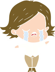flat color style cartoon girl crying