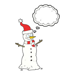 thought bubble textured cartoon snowman