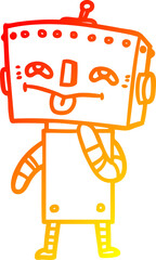 warm gradient line drawing cartoon robot