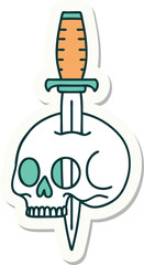 tattoo style sticker of a skull and dagger