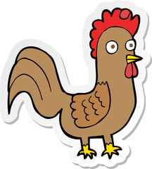 sticker of a cartoon rooster