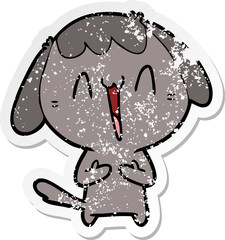 distressed sticker of a cute cartoon dog