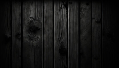 Fototapeta premium Black wood, background texture. Dark wooden surface. Generative AI