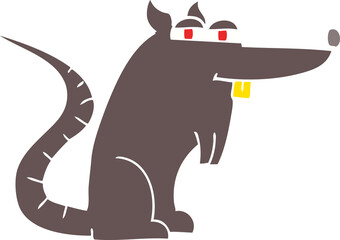 flat color illustration of a cartoon evil rat