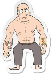 Fototapeta premium sticker of a cartoon tough man