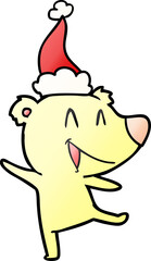 laughing bear gradient cartoon of a wearing santa hat