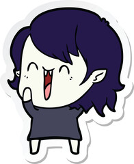 sticker of a cute cartoon happy vampire girl