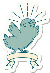 sticker of tattoo style happy bird