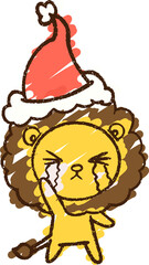 Lion Wiping Tears Chalk Drawing