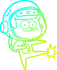 cold gradient line drawing happy astronaut cartoon