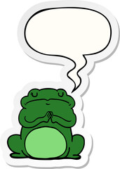 cartoon arrogant frog and speech bubble sticker