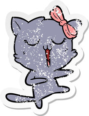 distressed sticker of a cartoon cat