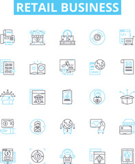 Retail business vector line icons set. Shops, Retailers, Merchandise, Selling, Storefronts, Outlets, Goods illustration outline concept symbols and signs