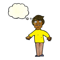 cartoon shocked man with thought bubble