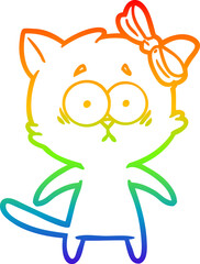 rainbow gradient line drawing cartoon cat