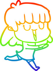 rainbow gradient line drawing cartoon woman