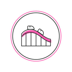 Fototapeta premium Filled outline Roller coaster icon isolated on white background. Amusement park. Childrens entertainment playground, recreation park. Vector