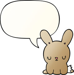 cute cartoon rabbit and speech bubble in smooth gradient style