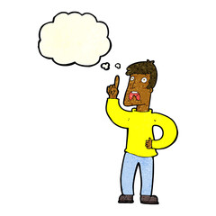 cartoon man with complaint with thought bubble