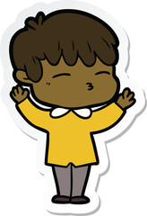 sticker of a cartoon curious boy