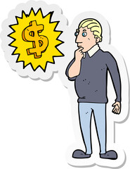 sticker of a making money cartoon