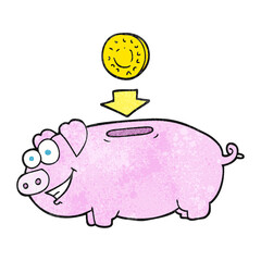 textured cartoon piggy bank