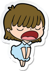 sticker of a cartoon woman talking loudly