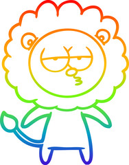 rainbow gradient line drawing cartoon bored lion