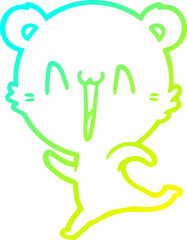cold gradient line drawing happy bear running cartoon